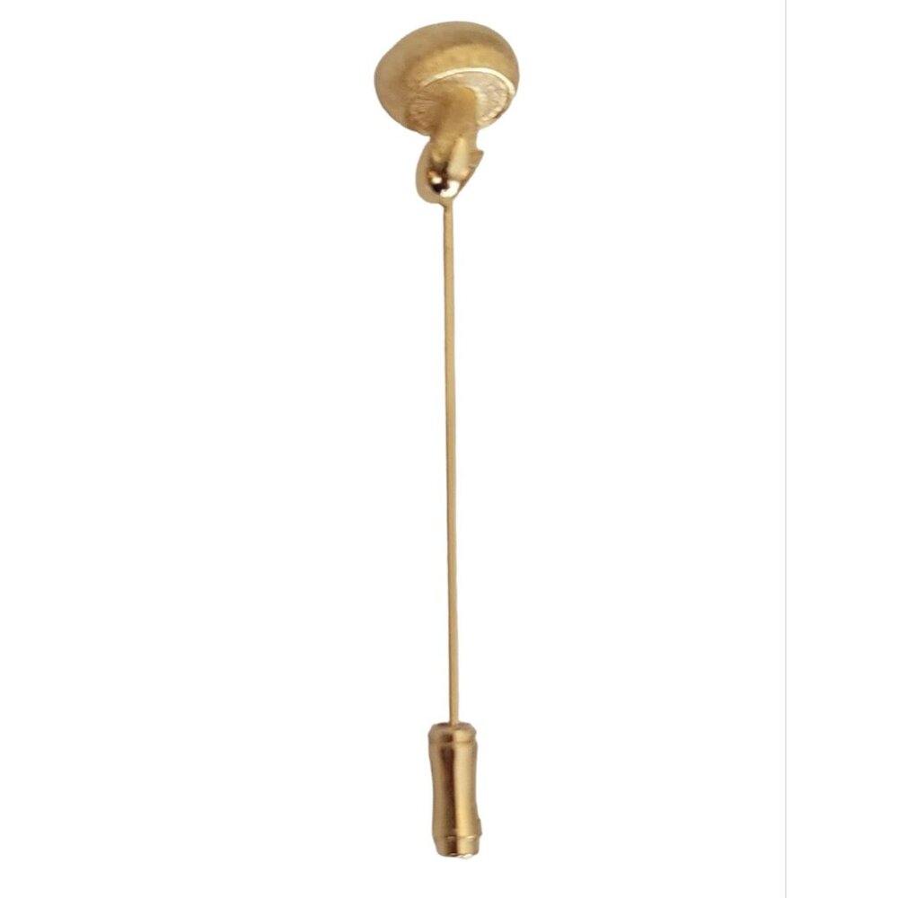 Trifari Crown Over T Gold Tone Mushroom Stick Lapel Pin, Signed K152